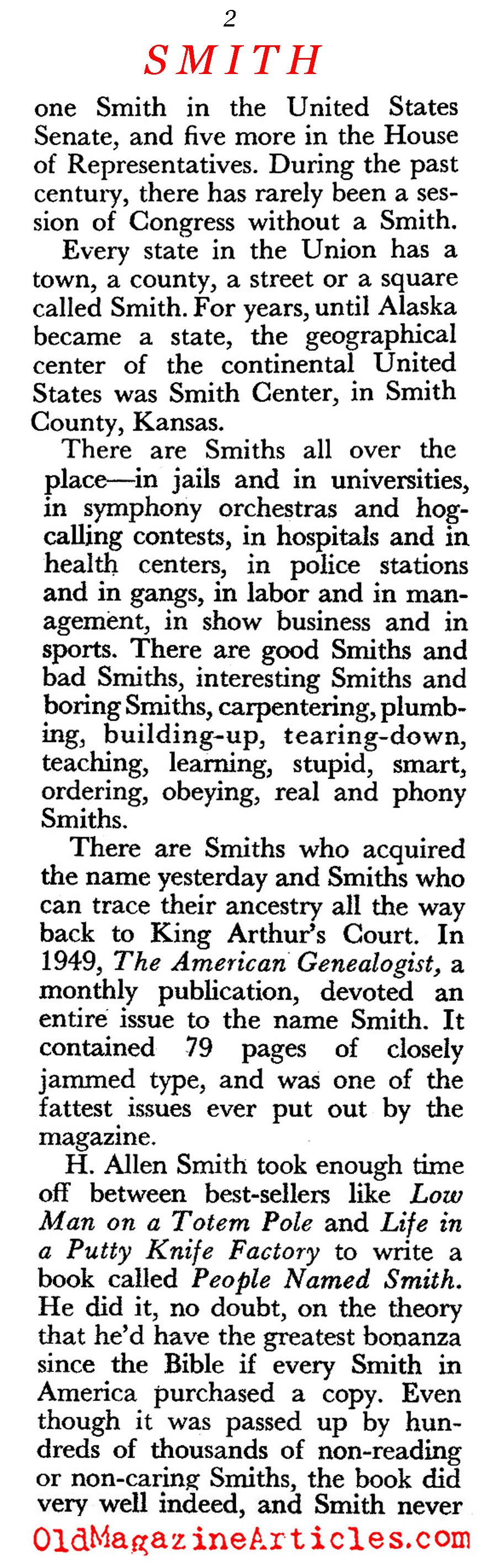 The Smiths in America (Pageant Magazine, 1959)