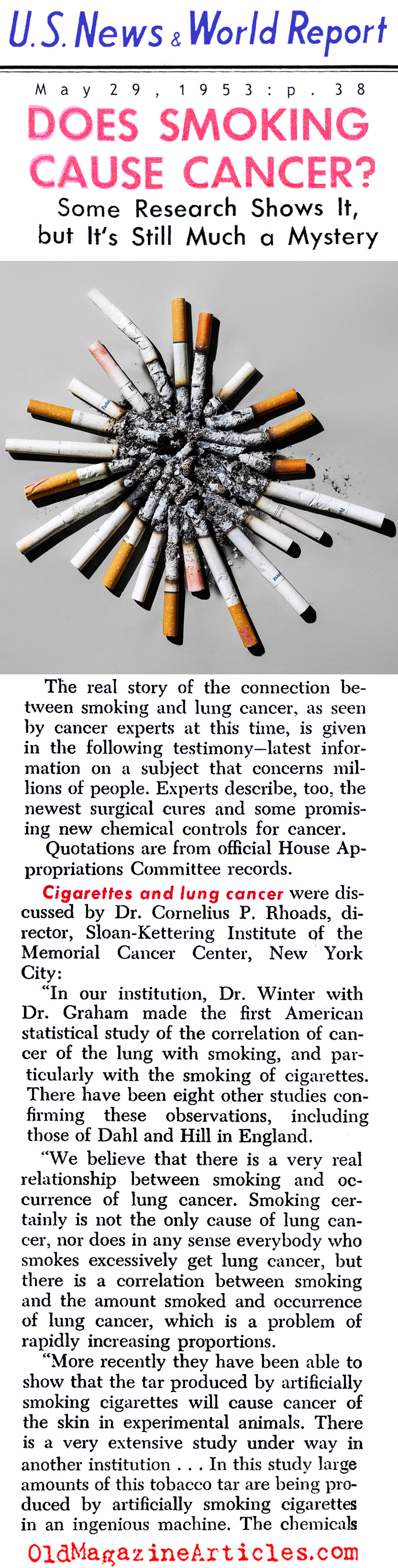 Does Smoking Really Cause Cancer? (United States News, 1953)