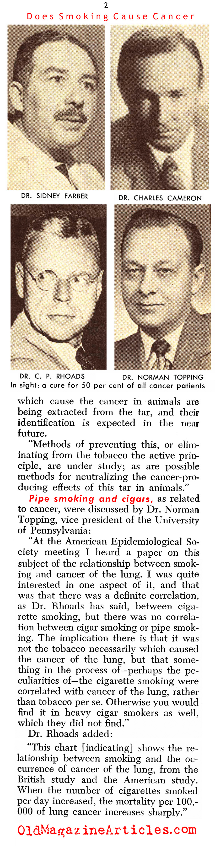 Does Smoking Really Cause Cancer? (United States News, 1953)