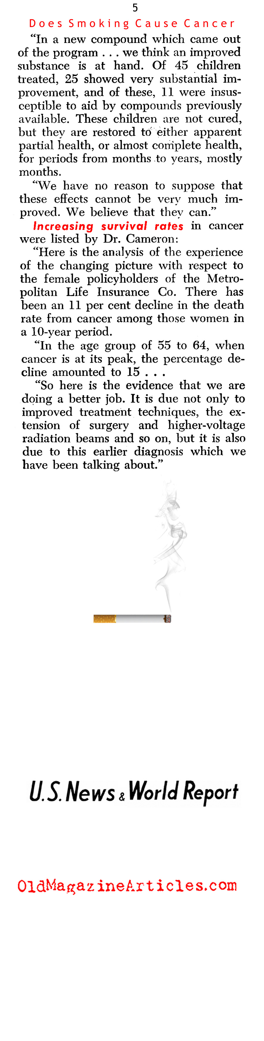 Does Smoking Really Cause Cancer? (United States News, 1953)