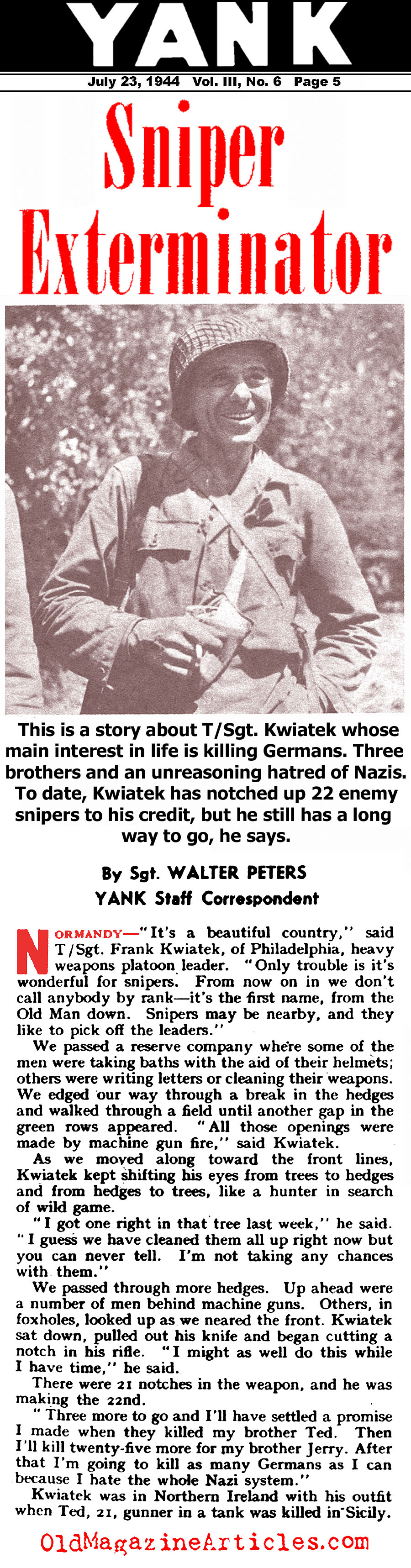Sniper Killer (Yank Magazine, 1944)