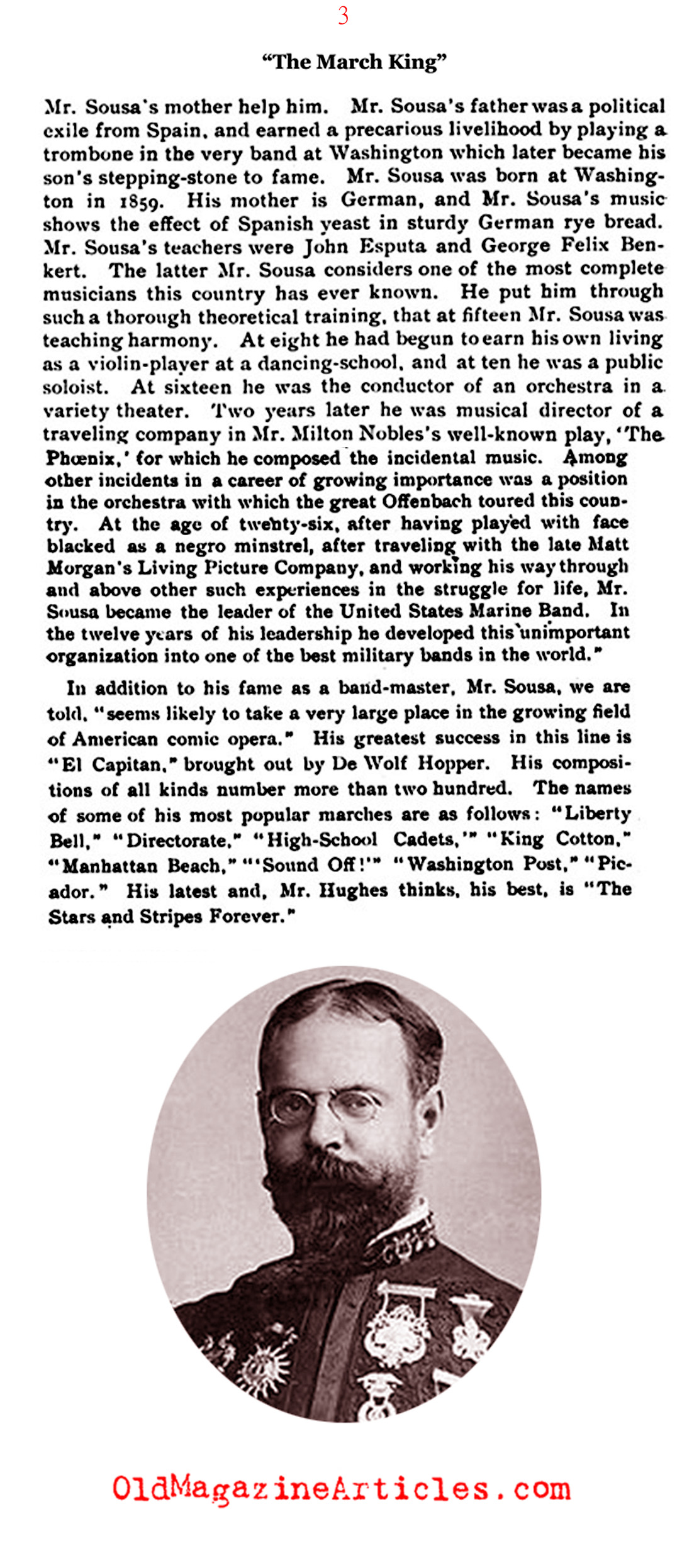 John Philip Sousa: The March King (The Literary Digest, 1897)