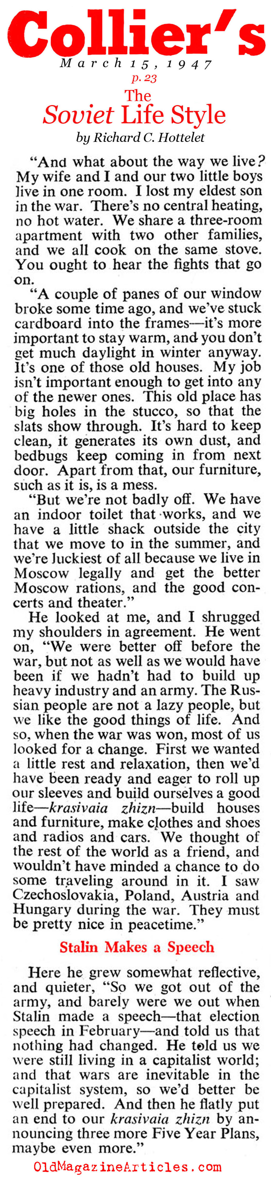 The Soviet Life Style (Collier's Magazine, 1947)