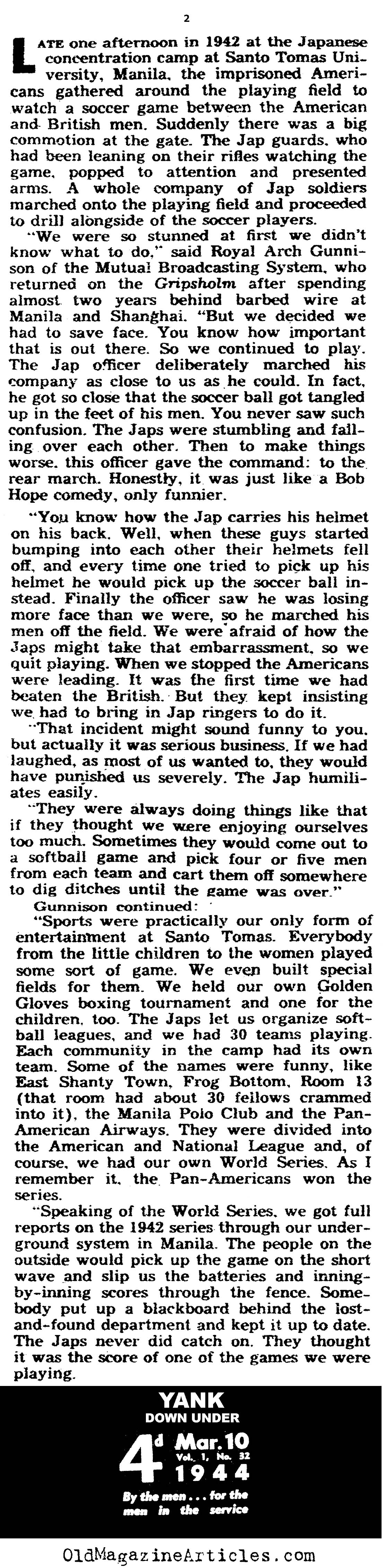 Sports in Japanese Prison Camps (Yank Magazine, 1944)