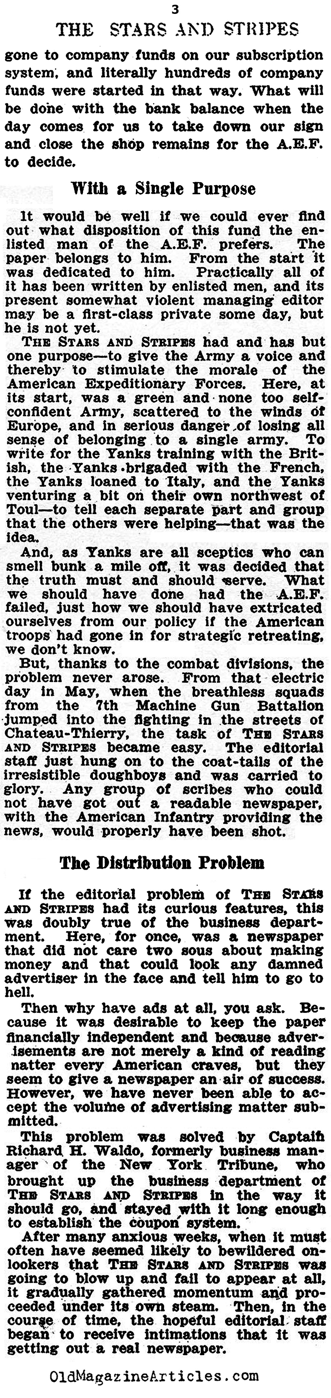  The Paper Had a Second Anniversary (Stars and Stripes, 1919)