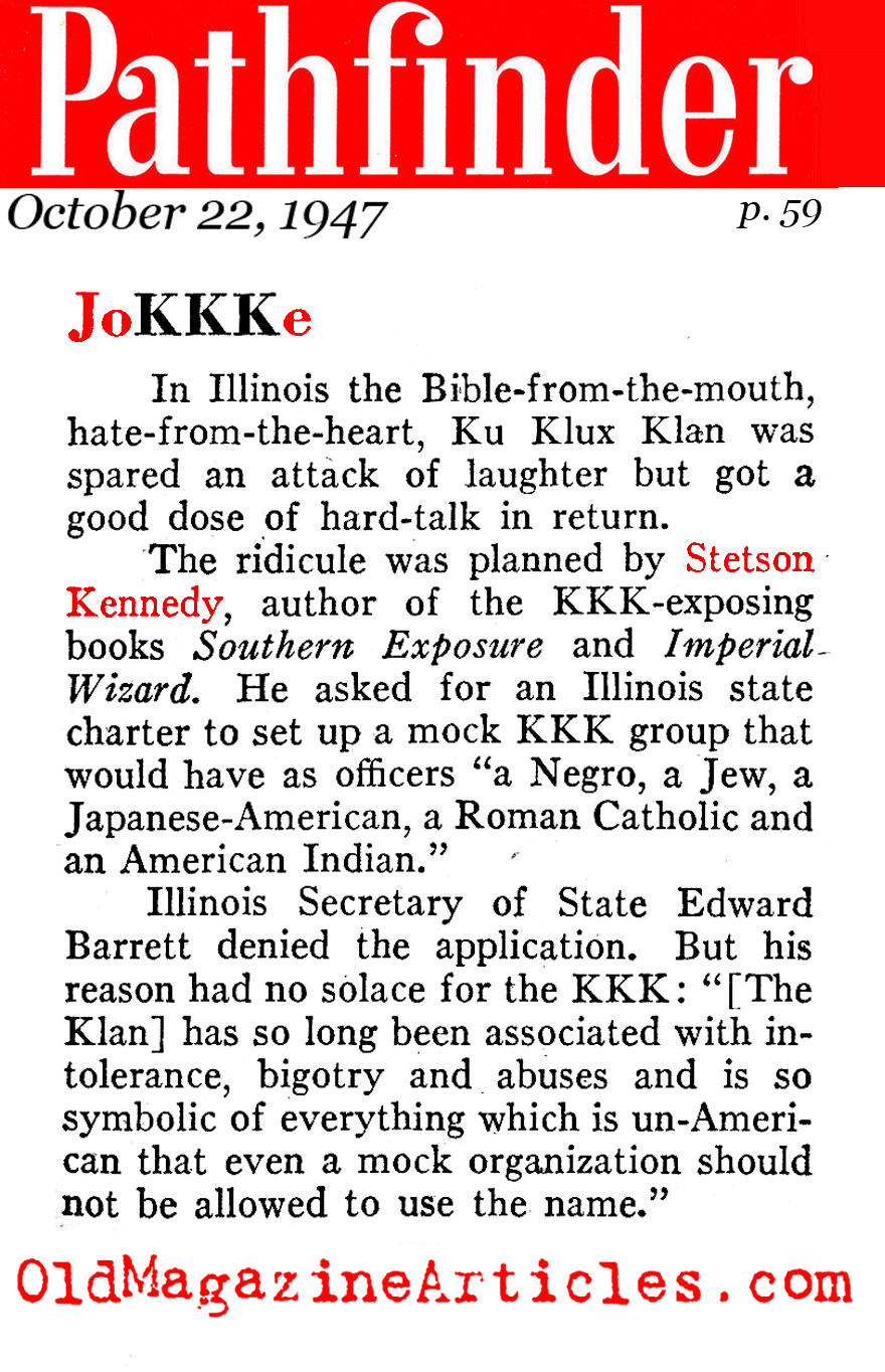 A Laugh on the Klan  (Pathfinder Magazine, 1947)
