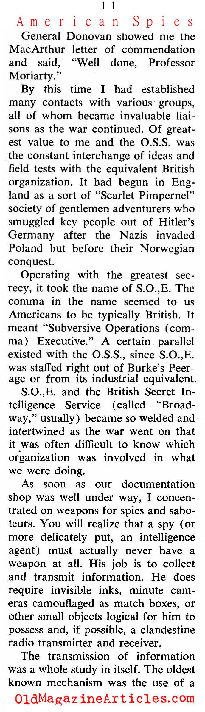 Tales of the O.S.S. (Coronet Magazine, 1964)