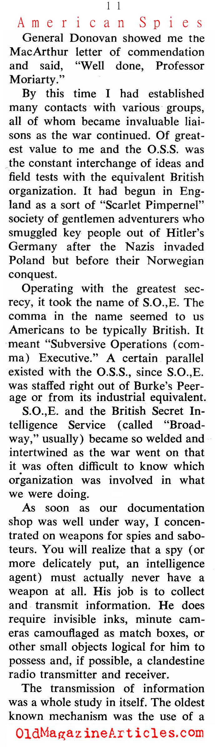 The O.S.S. Continued (Coronet Magazine, 1964)