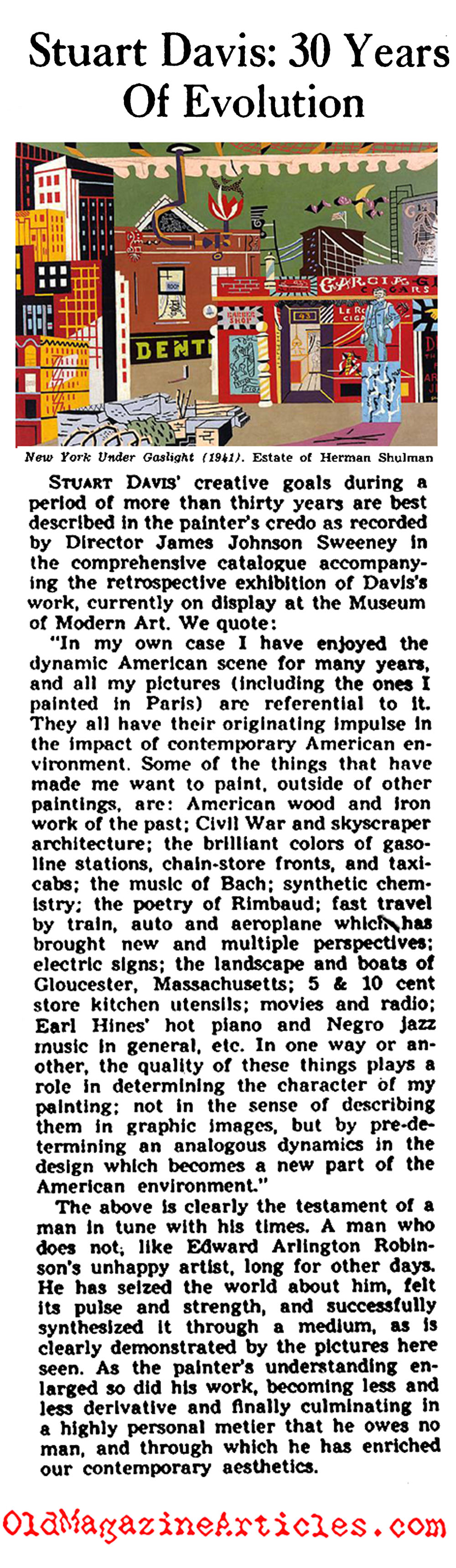 Stuart Davis: Thirty Years of Evolution (Art Digest Magazine, 1945)