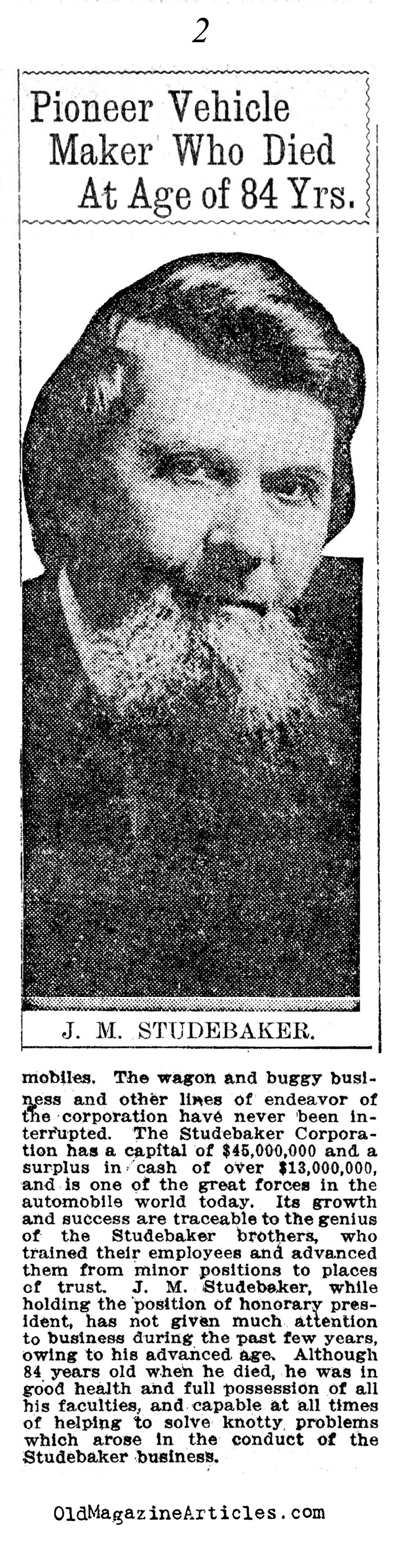 The Obituary of J.M. Studebaker  (The Atlanta Georgian, 1917)