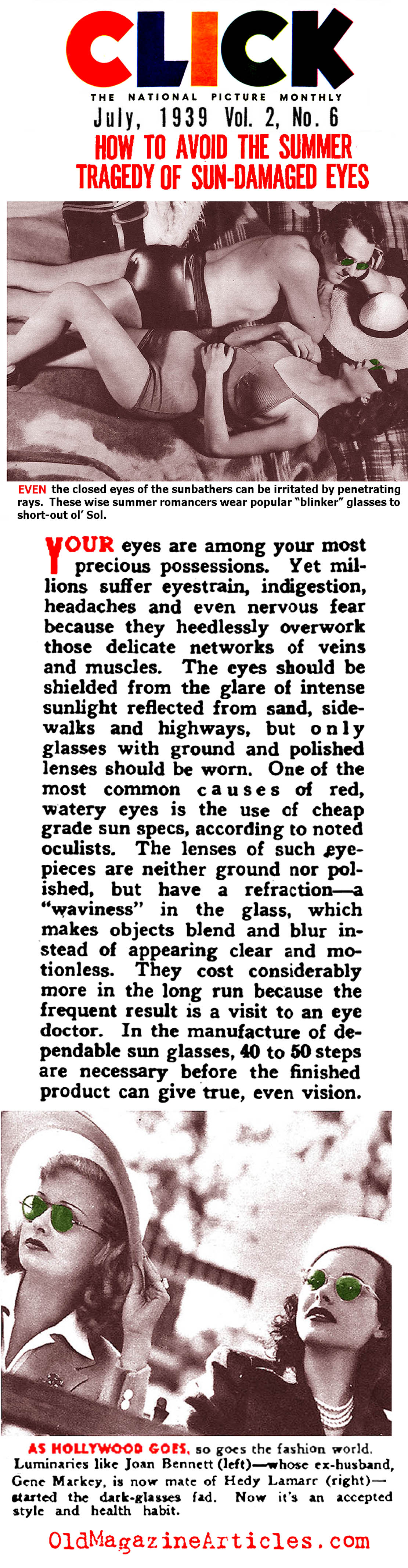 Sunglasses Make Their Mark in the Fashion World (Click Magazine, 1939)