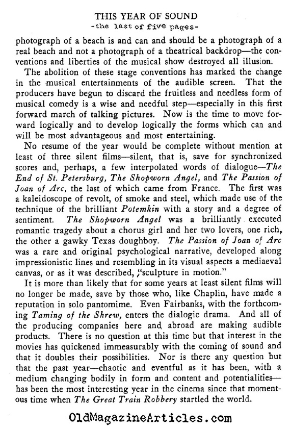 The Year of Sound (Theatre Arts Magazine, 1929)