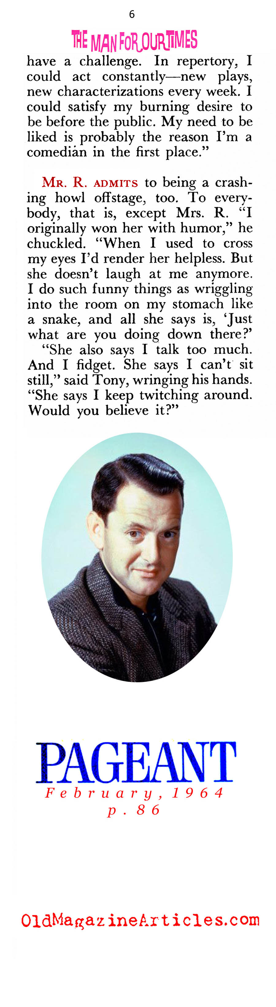 Tony Randall: Movie Star (Pageant Magazine,1964)