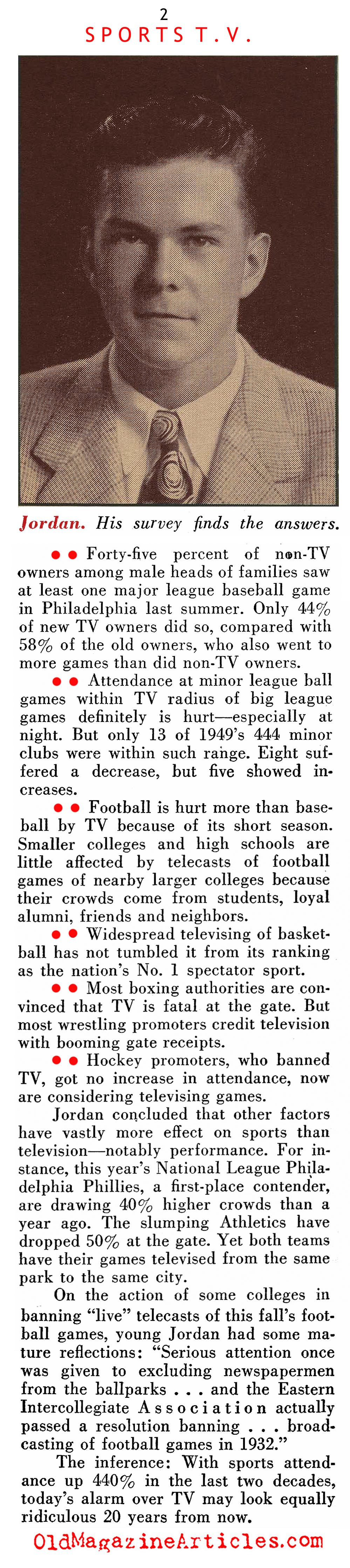 TV Viewers And Sports Attendance (Pathfinder Magazine, 1950)