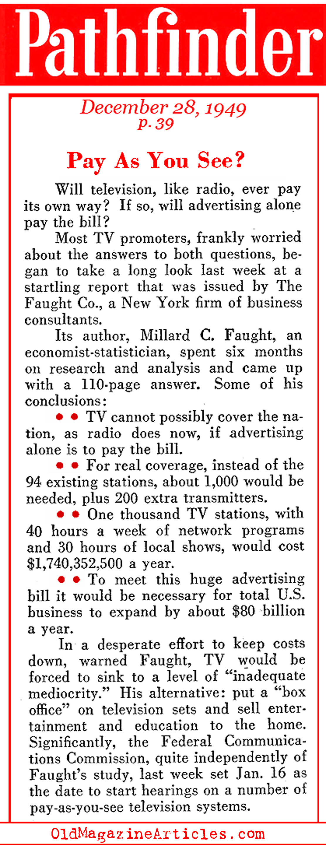 Will Television Ever Be Profitable? (Pathfinder Magazine, 1949)