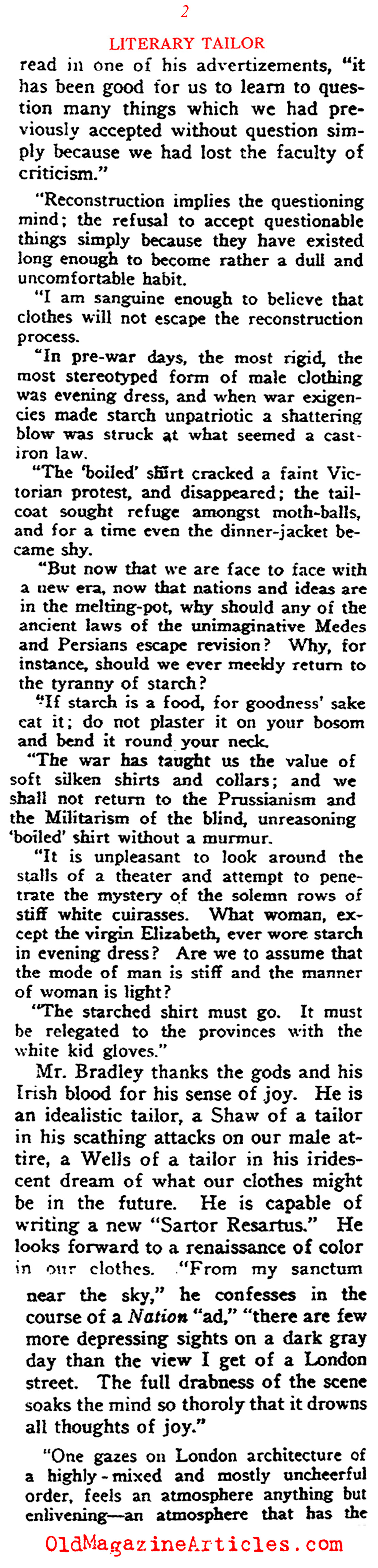 The Need for Color in Men's Fashion  (Current Opinion, 1919)