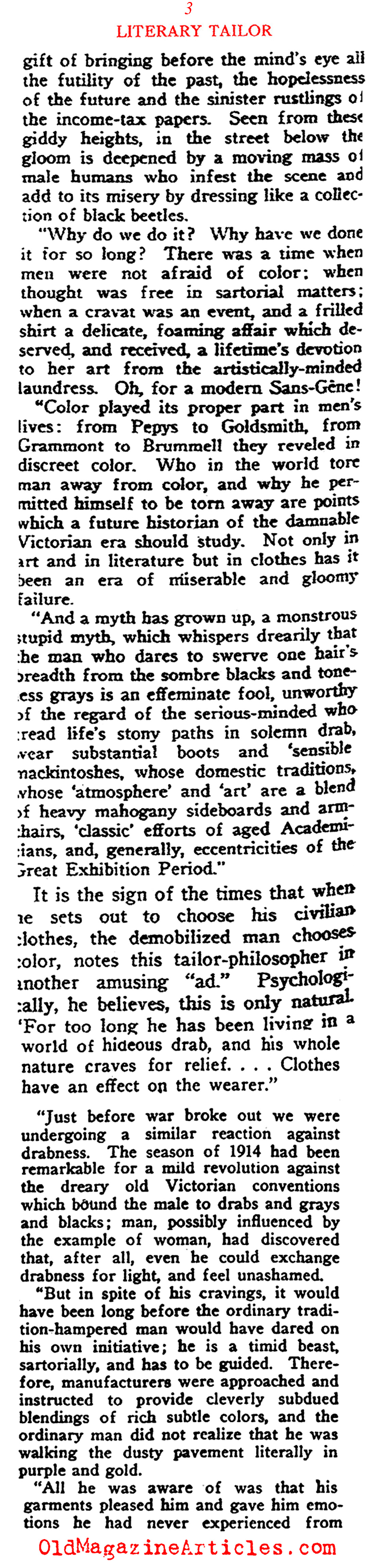 The Need for Color in Men's Fashion  (Current Opinion, 1919)
