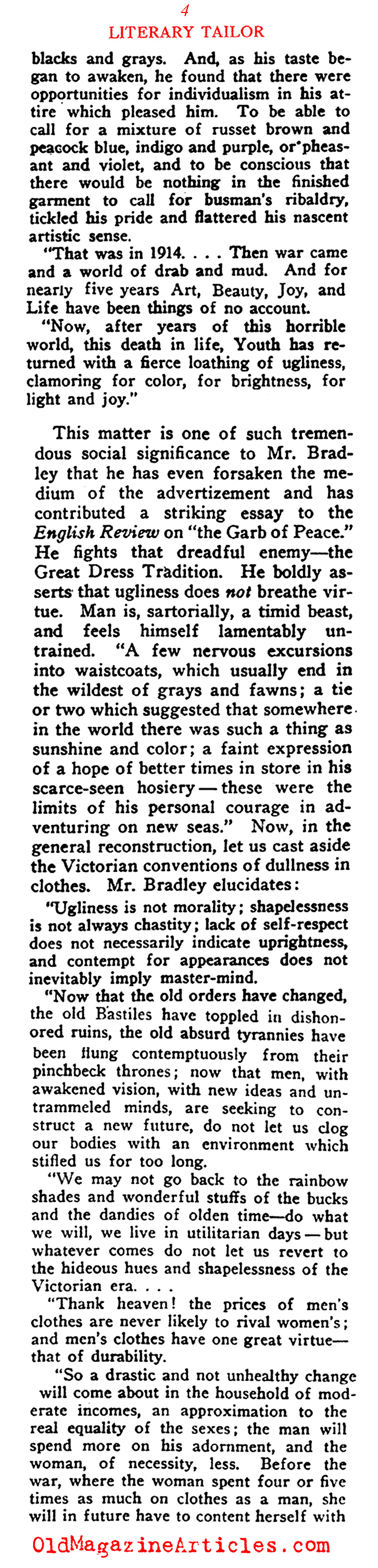 The Need for Color in Men's Fashion  (Current Opinion, 1919)