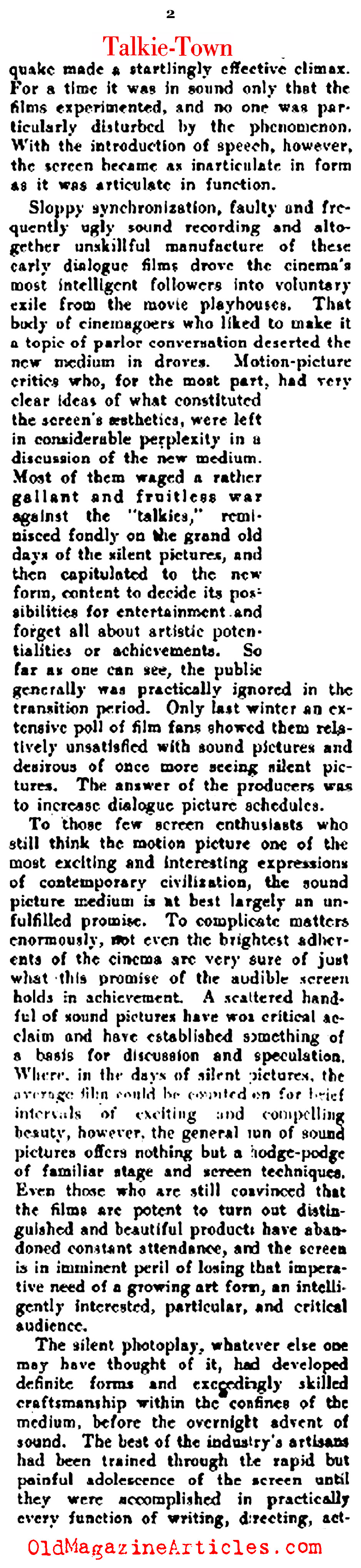 The News from Talkie Town (Theatre Magazine, 1931)
