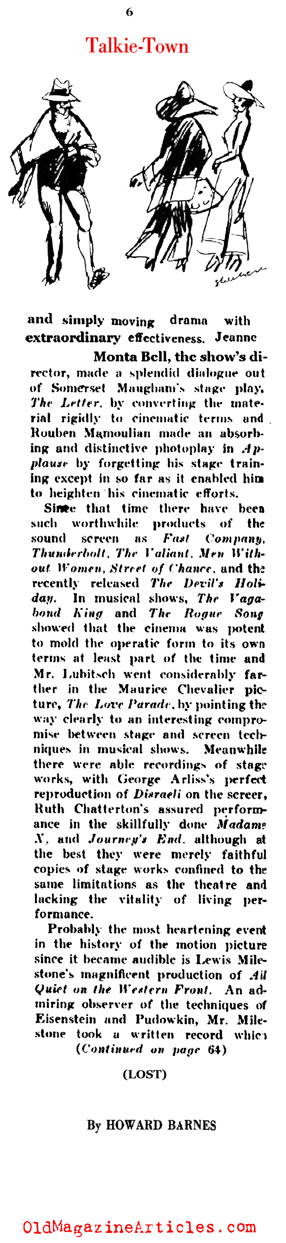 The News from Talkie Town (Theatre Magazine, 1931)