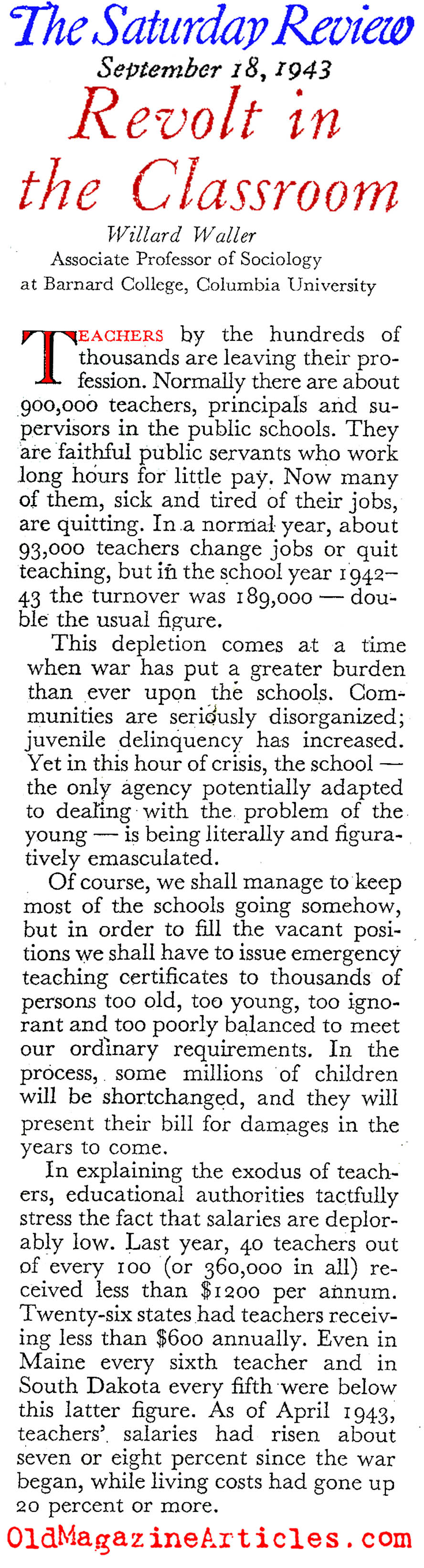 ''Revolt in the Classroom (The Saturday Review, 1943)