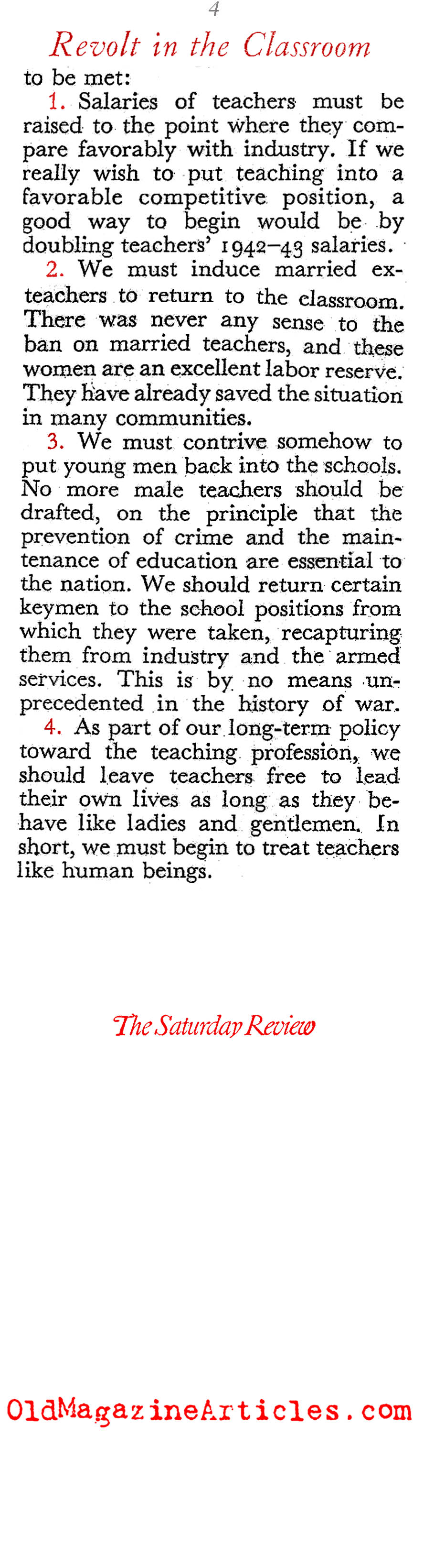 ''Revolt in the Classroom (The Saturday Review, 1943)