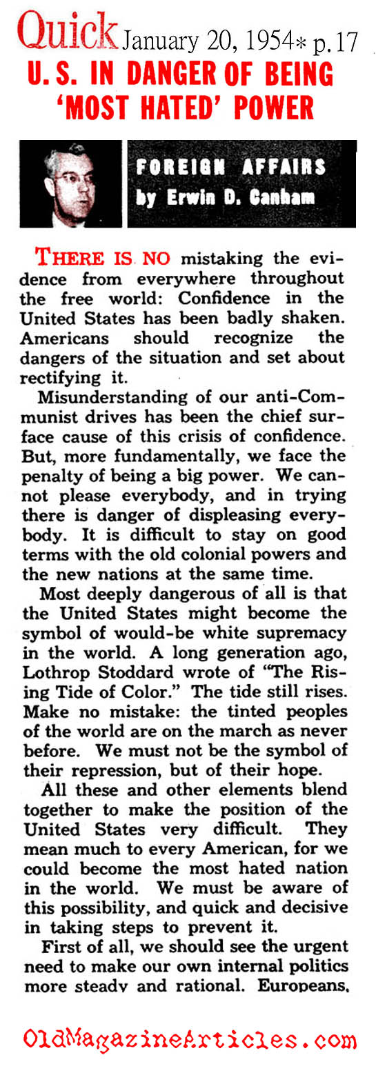 U.S. Racial Diversity and the Cold War (Quick Magazine, 1954)