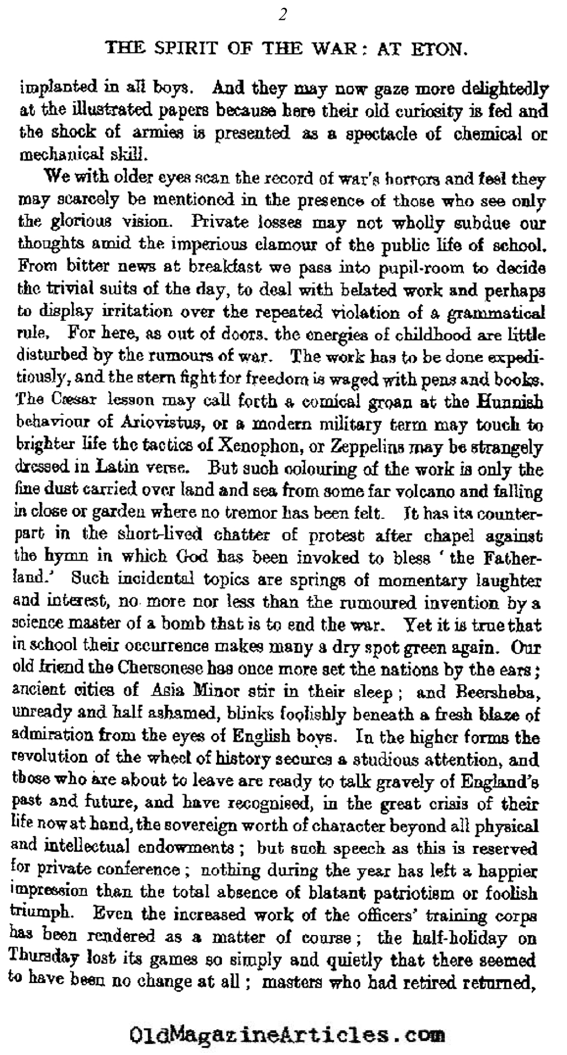 The Spirit of the War at Eton (Cornhill Magazine, 1918)