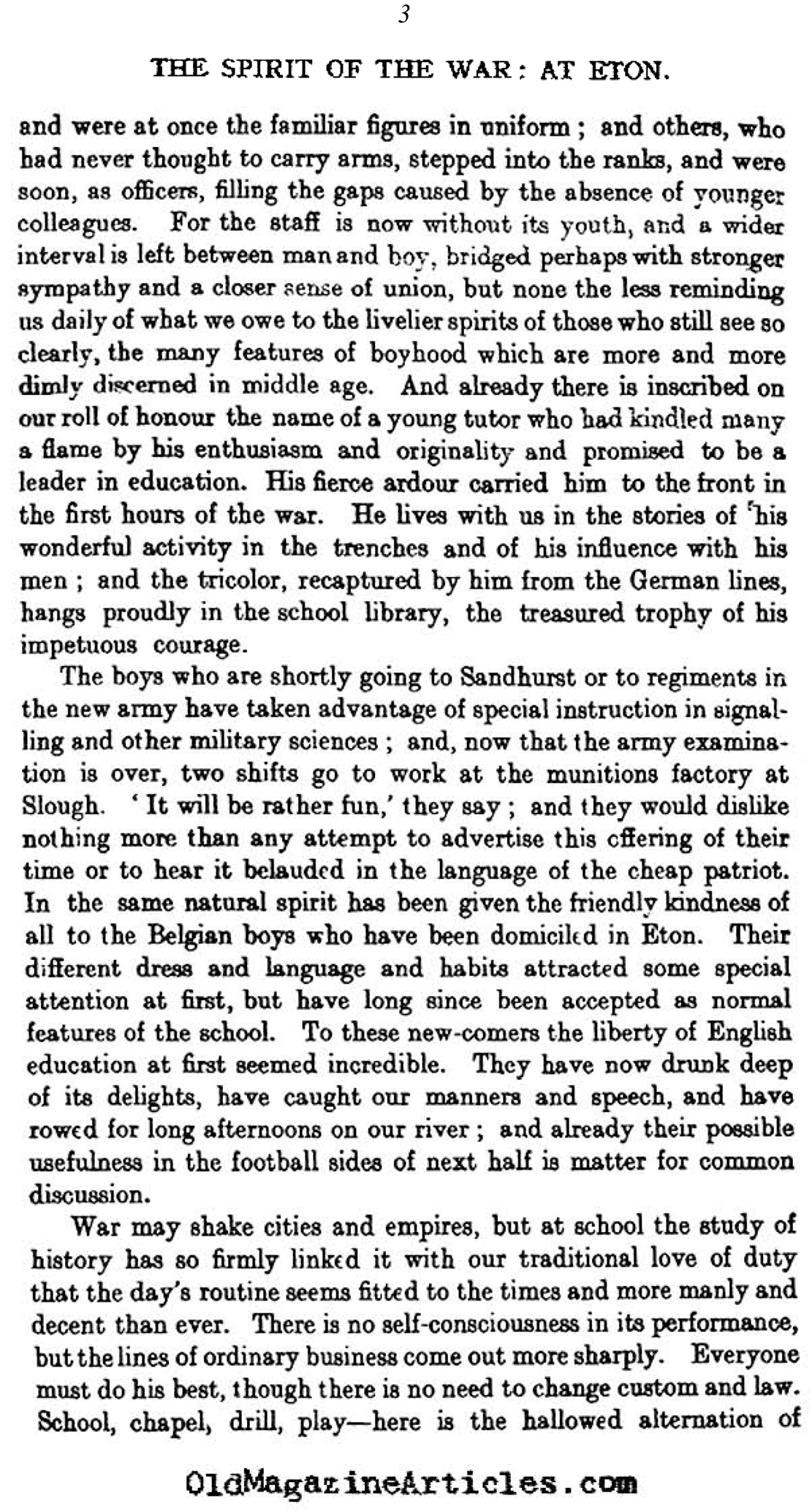 The Spirit of the War at Eton (Cornhill Magazine, 1918)