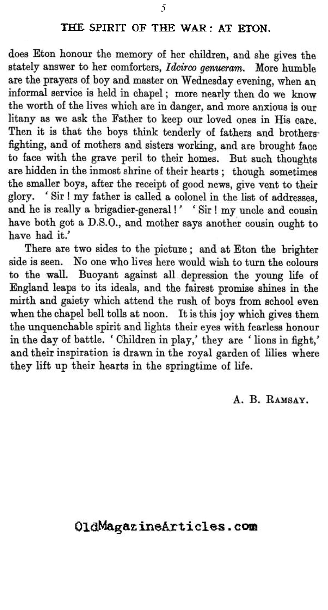 The Spirit of the War at Eton (Cornhill Magazine, 1918)