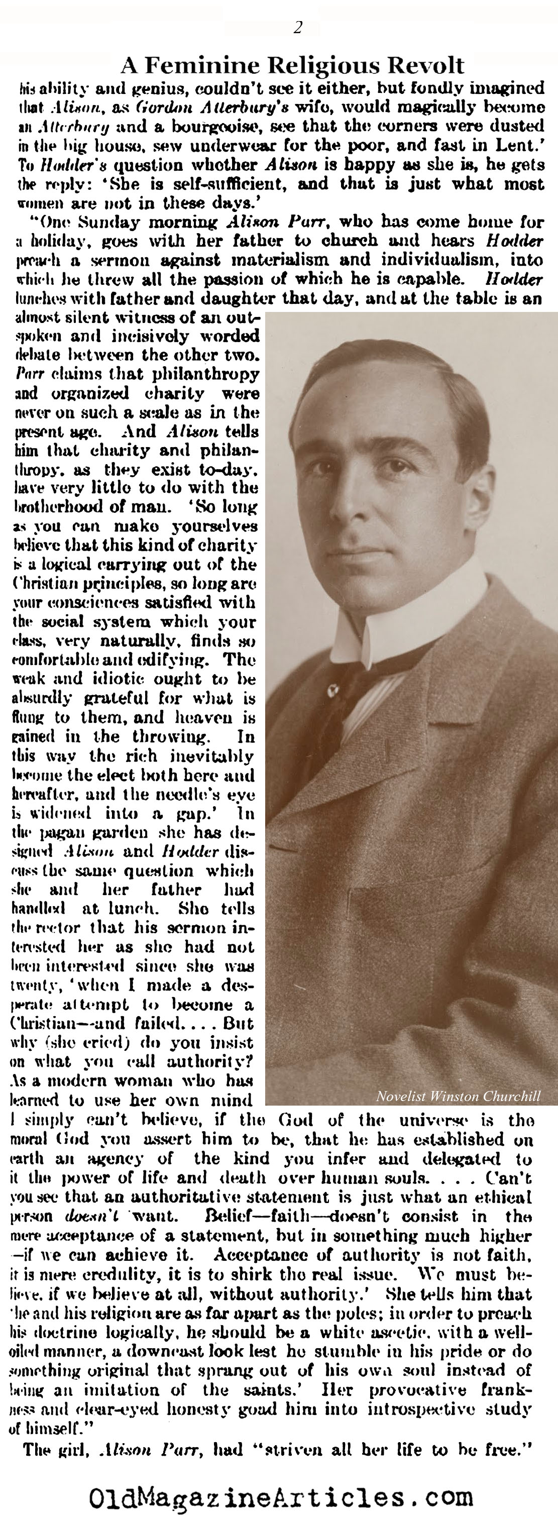 Reviewed: <i>The Inside of the Cup</i> <BR>by Winston Churchill (Literary Digest,1913)