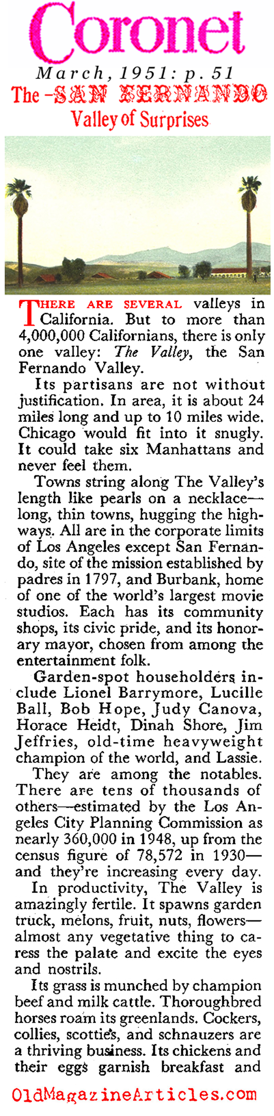 The San Fernando Valley (Coronet Magazine, 1951)