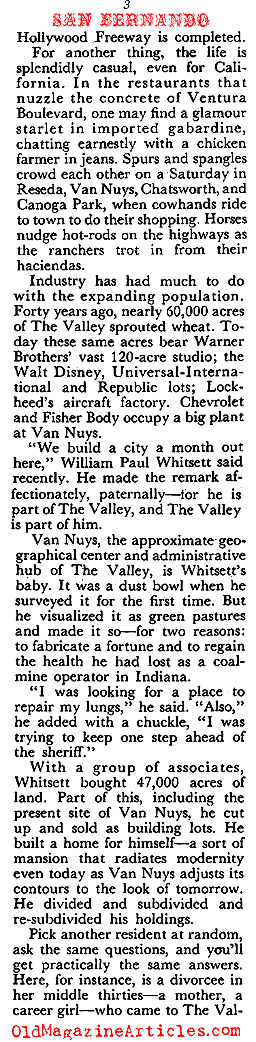 The San Fernando Valley (Coronet Magazine, 1951)