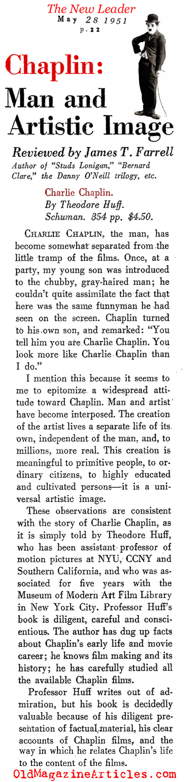 Charlie Chaplin Bio (New Leader Magazine, 1951)