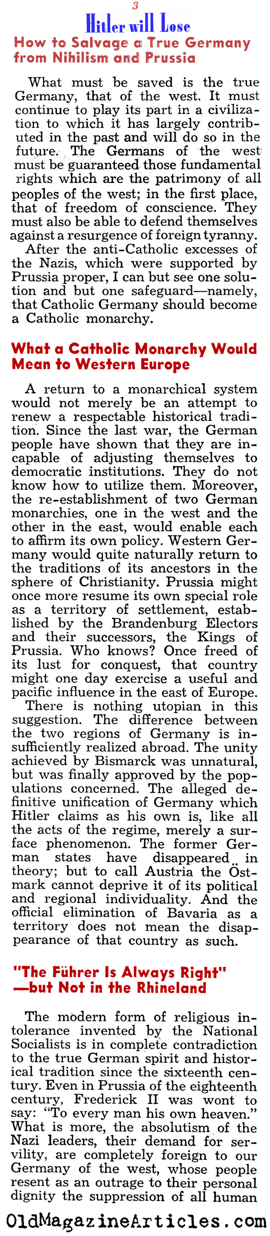 Fritz Thyssen on Hitler (Liberty Magazine, 1941)