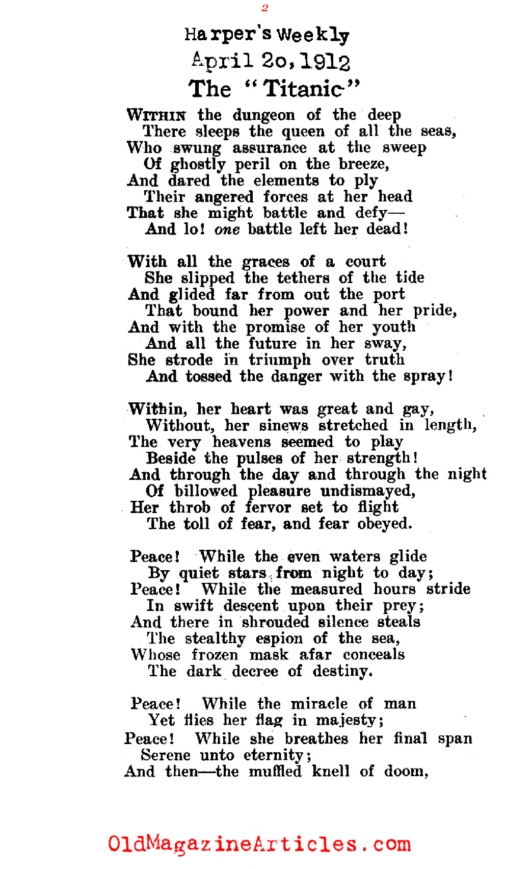 <em>Titanic</em> Verses    (The Bookman, 1912)