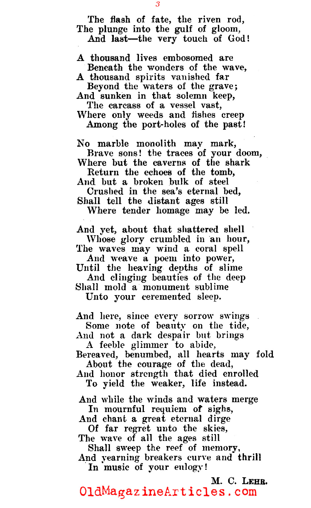 <em>Titanic</em> Verses    (The Bookman, 1912)