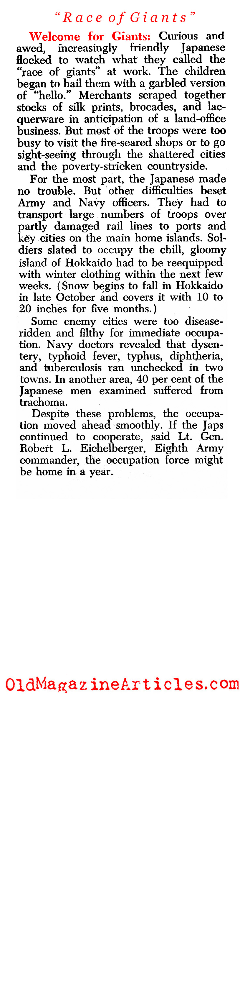 The Work Starts (Newsweek Magazine, 1945)