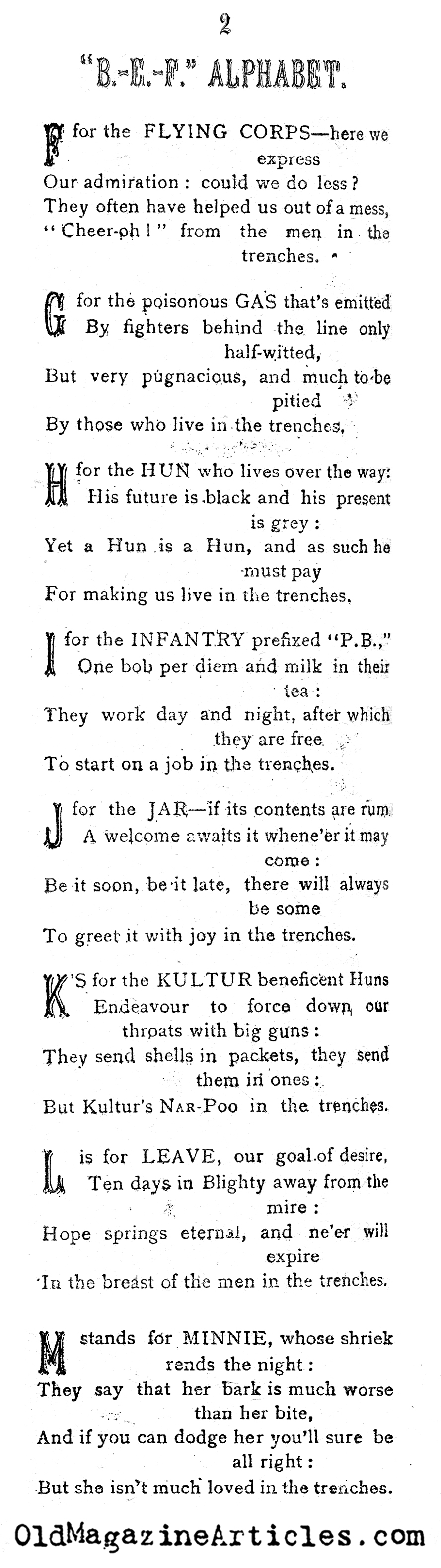 Tommy's Alphabet (The B.E.F. Times, 1917)