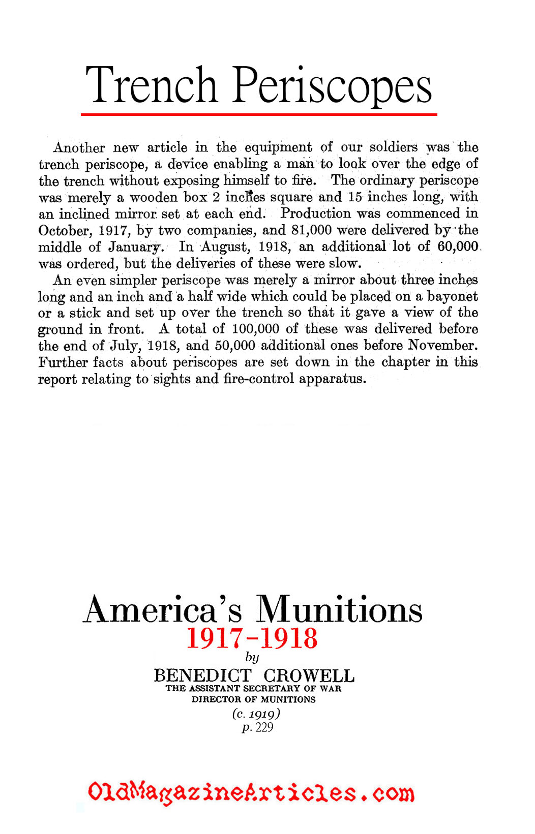 American Trench Periscopes (America's Munitions, 1919)