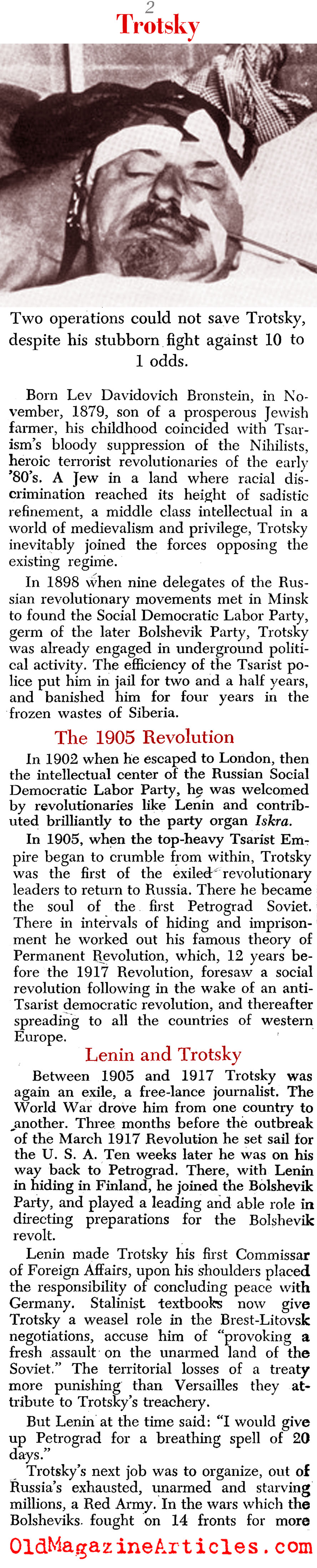 The Life and Death of Trotsky (PM Tabloid, 1940)
