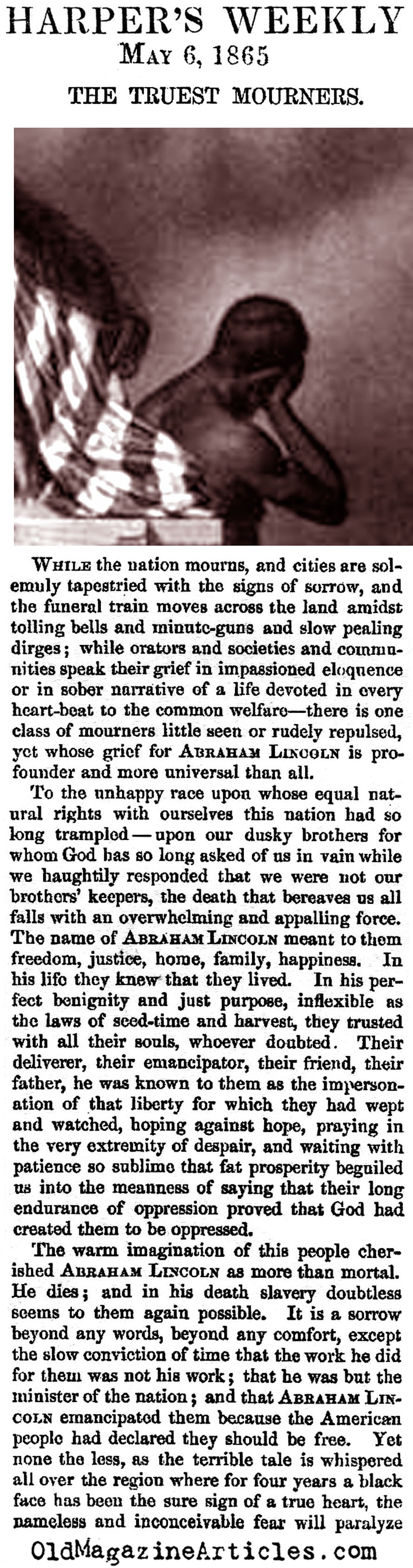 Lincoln's Truest Mourners (Harper's Weekly, 1865)