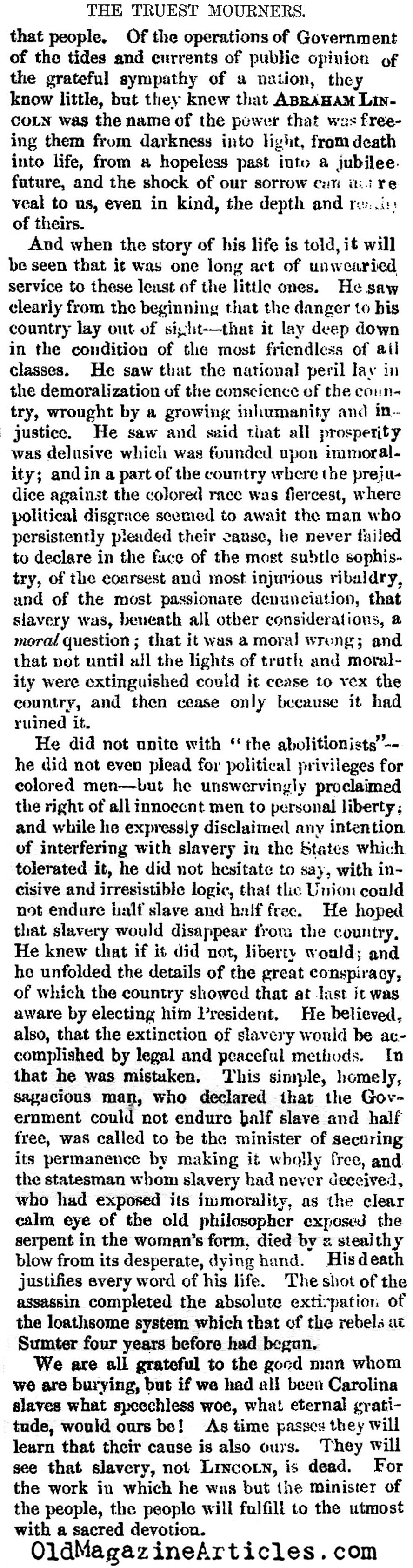 Lincoln's Truest Mourners (Harper's Weekly, 1865)