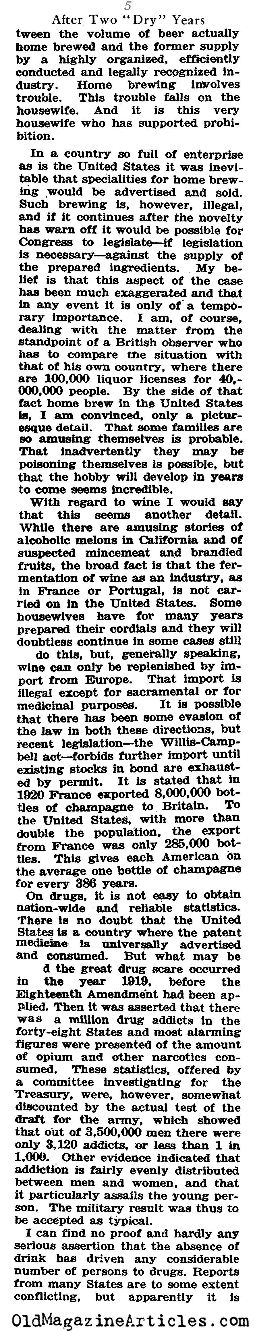 The First two Years of Prohibition (N.Y. Times Book Review, 1922)