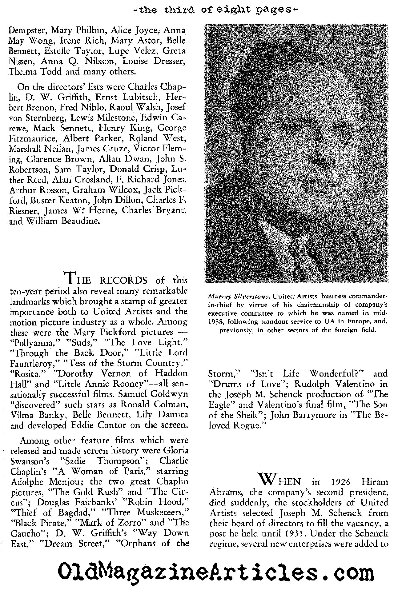 Charlie Chaplin Joins With Pickford, Fairbanks and Griffith to Form United Artists<br>  (Film Daily, 1939)