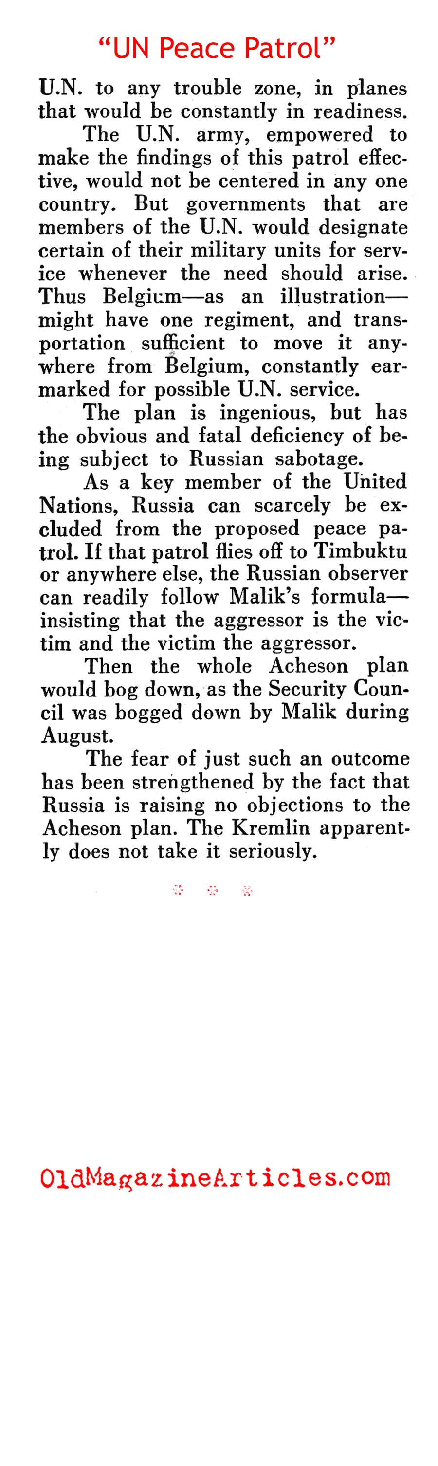 Let The UN Keep The Peace (Pathfinder Magazine, 1950)