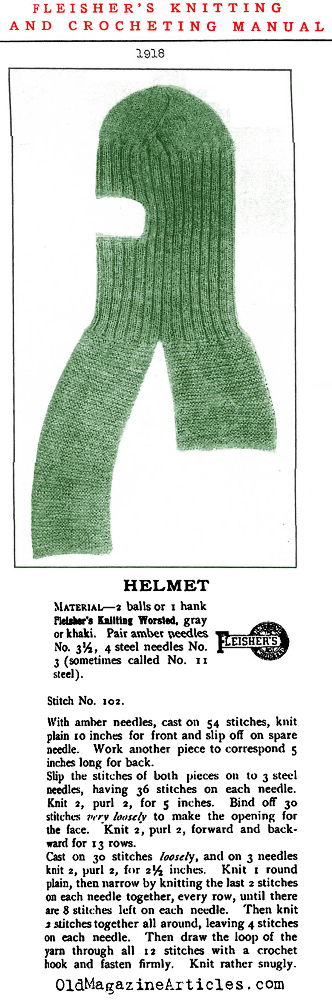 A.E.F.  Knit Uniform Accessories (Fleisher's Catalog, 1918)