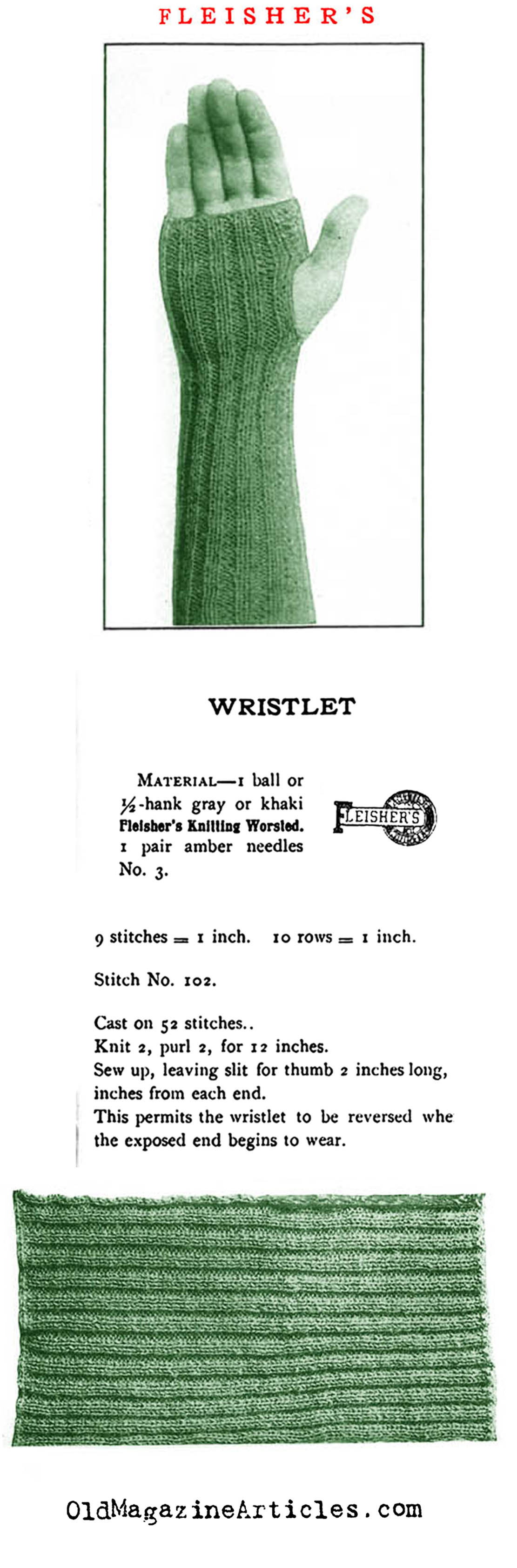 A.E.F.  Knit Uniform Accessories (Fleisher's Catalog, 1918)