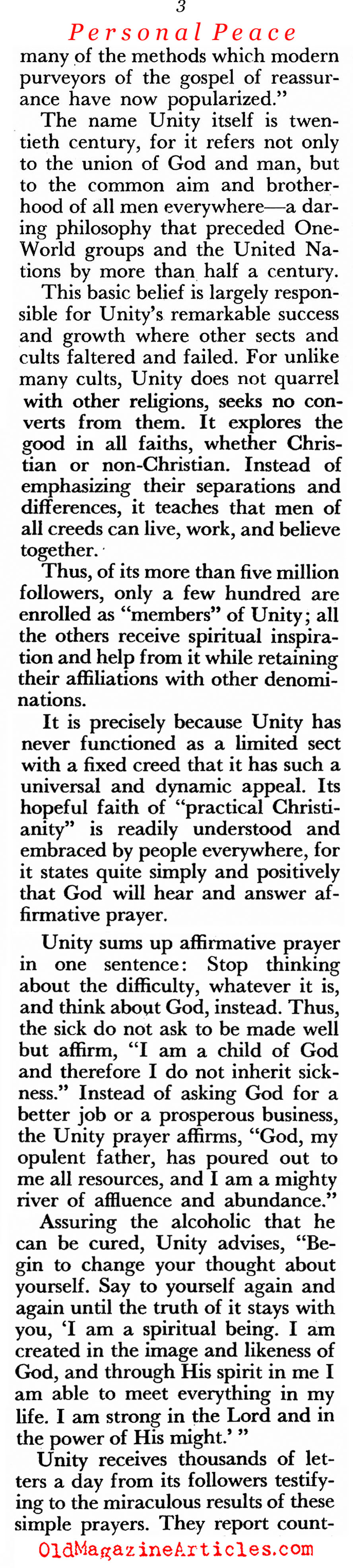 ''A Path Toward Personal Peace'' (Pageant Magazine, 1957)