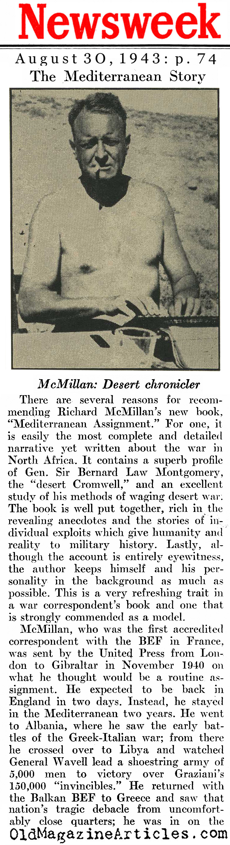 Richard McMillan with the United Press (Newsweek Magazine, 1943)